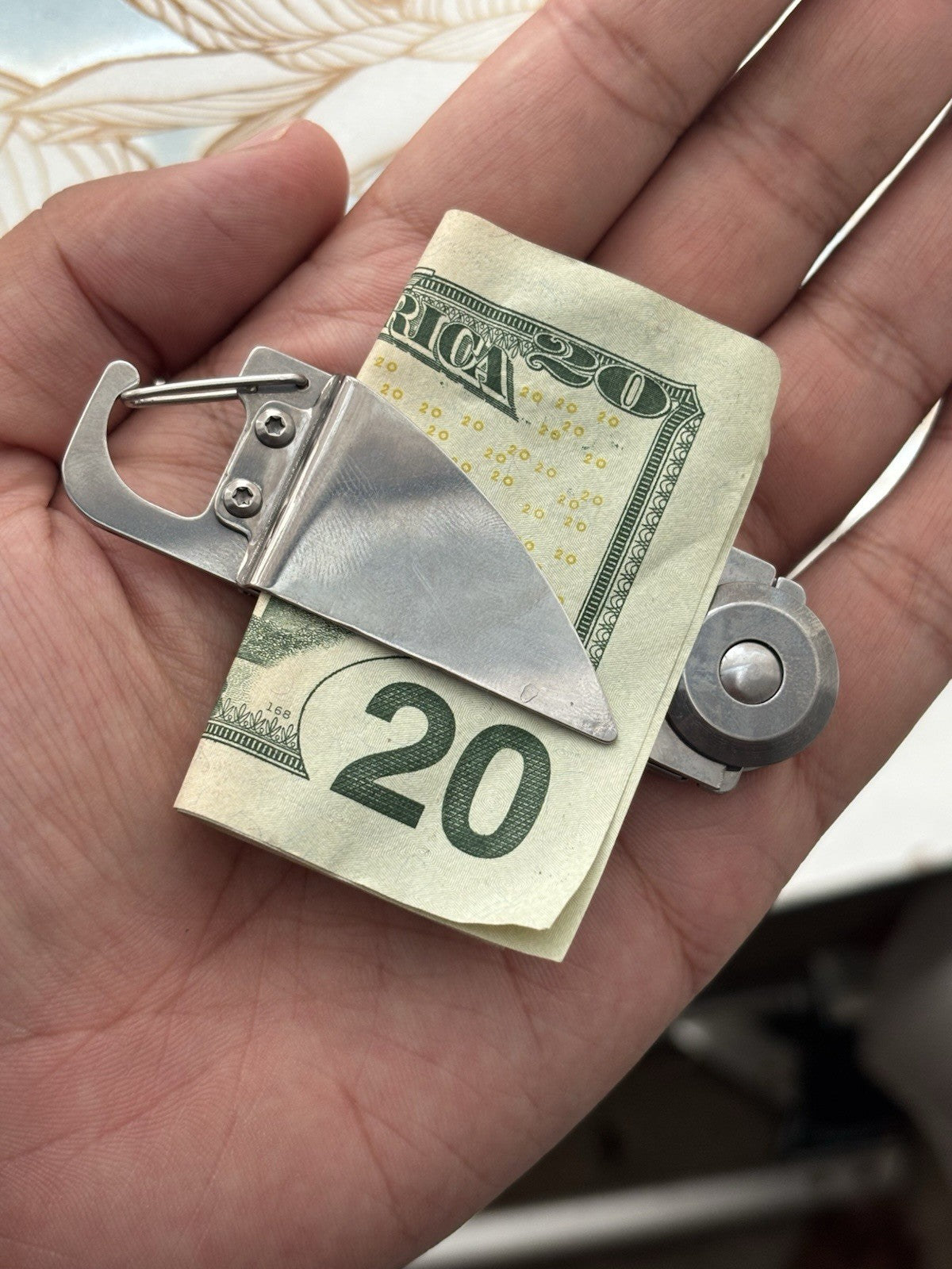 3” Money Clip Pocket Knife Trail Opener 2” Blade Can Opener Carabiner Clip