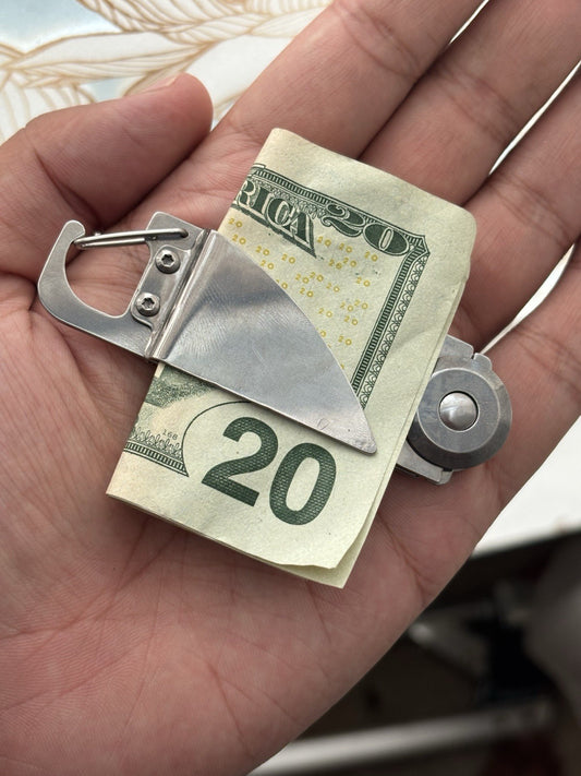 3” Money Clip Pocket Knife Trail Opener 2” Blade Can Opener Carabiner Clip