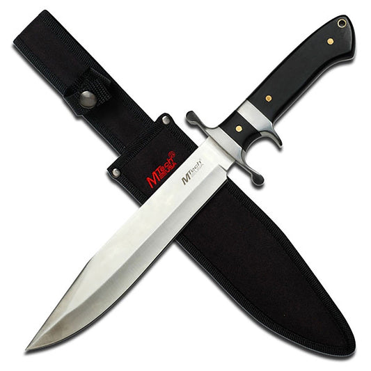15" XL Fixed Blade Knife 440 Stainless Steel Full Tang Wood Handle Nylon Sheath