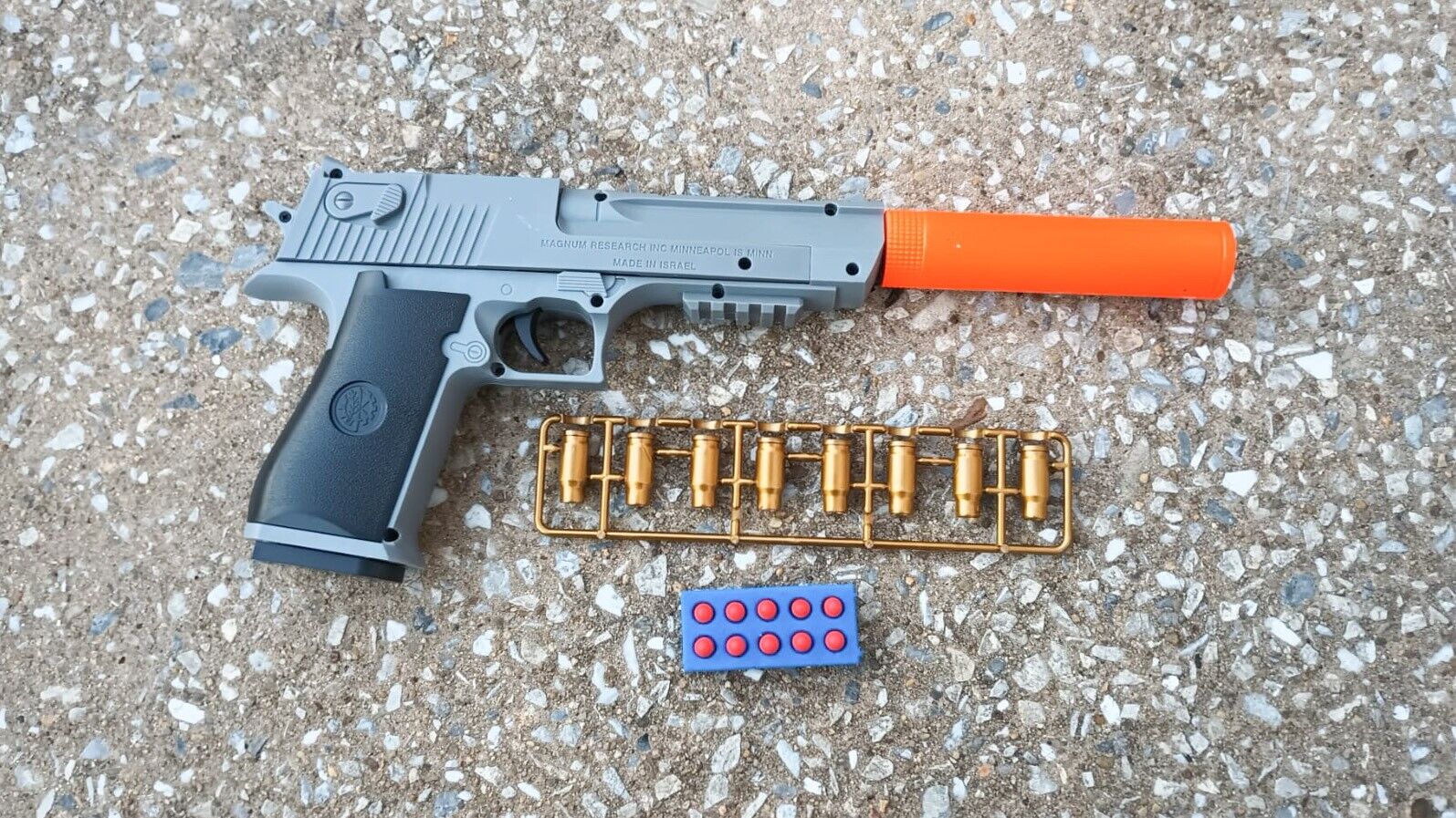 Soft Shell Toy Gun Grey Desert Eagle 50cal Foam Blaster USA Seller Orange Tip