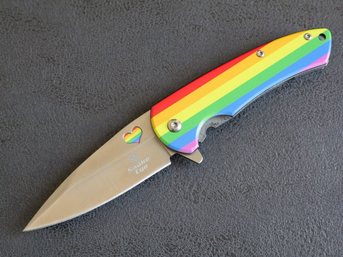 LGBTQ+ Pride Pocket Knife Folding Belt Clip Rainbow Colors 440 Stainless Mini