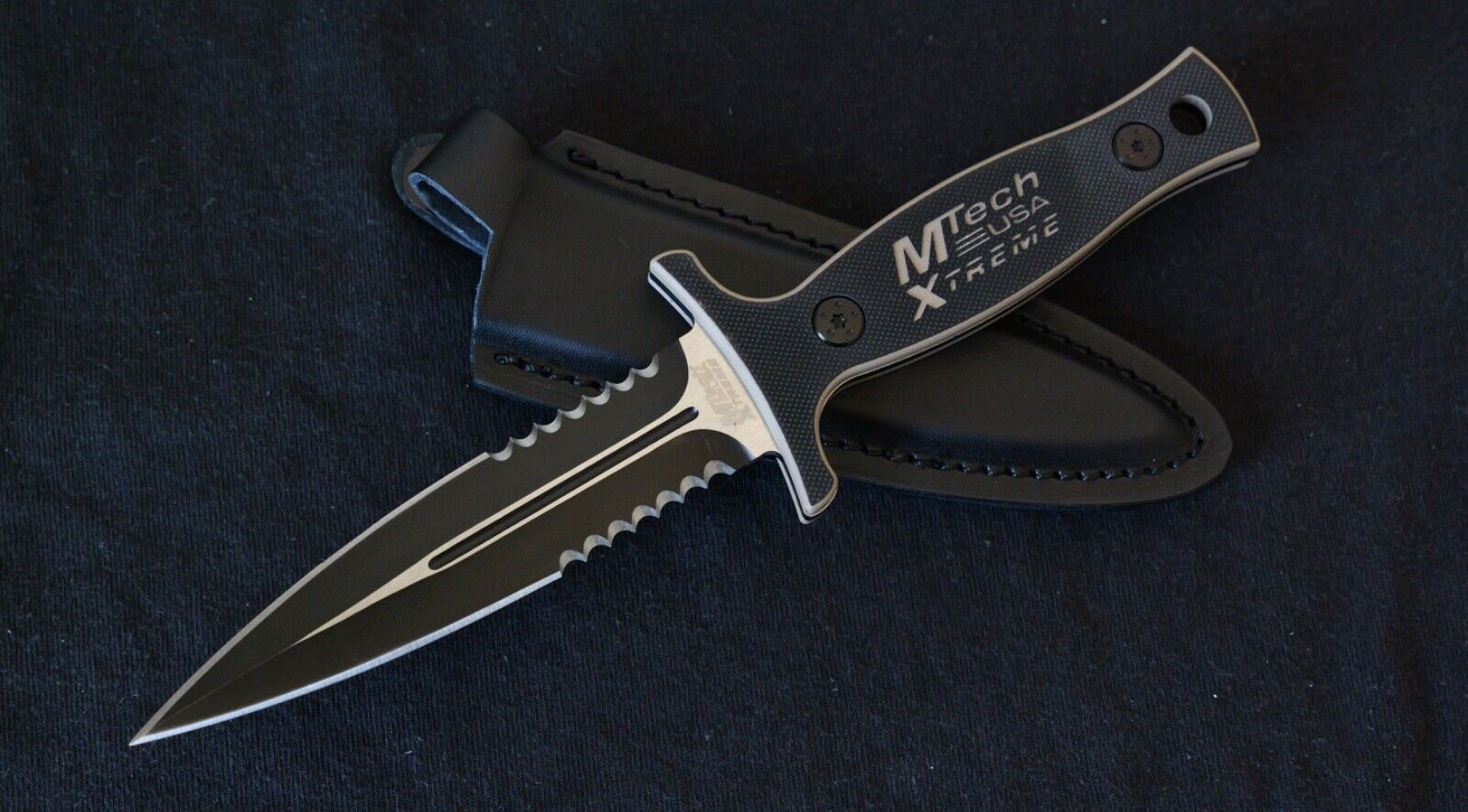 9" ULTIMATE BOOT KNIFE EXTREME QUALITY STEEL CLIP DOUBLE EDGE SPEAR TIP SERRATED
