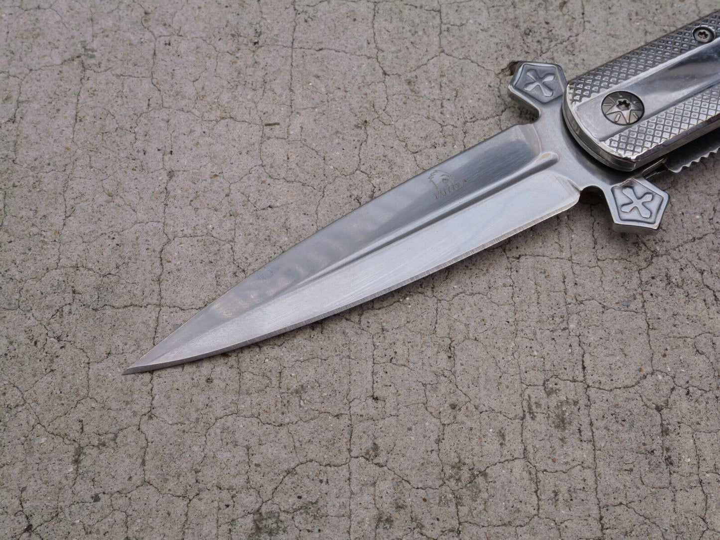 Cross Pocket Knife Full Size Spring Assisted Pearl Handle Spear Point Belt Clip