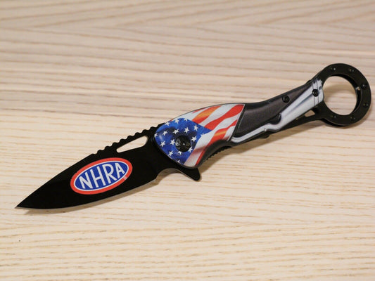 NHRA Pocket Knife Spring Assisted Karambit Drag Racing Knife Belt Clip Black