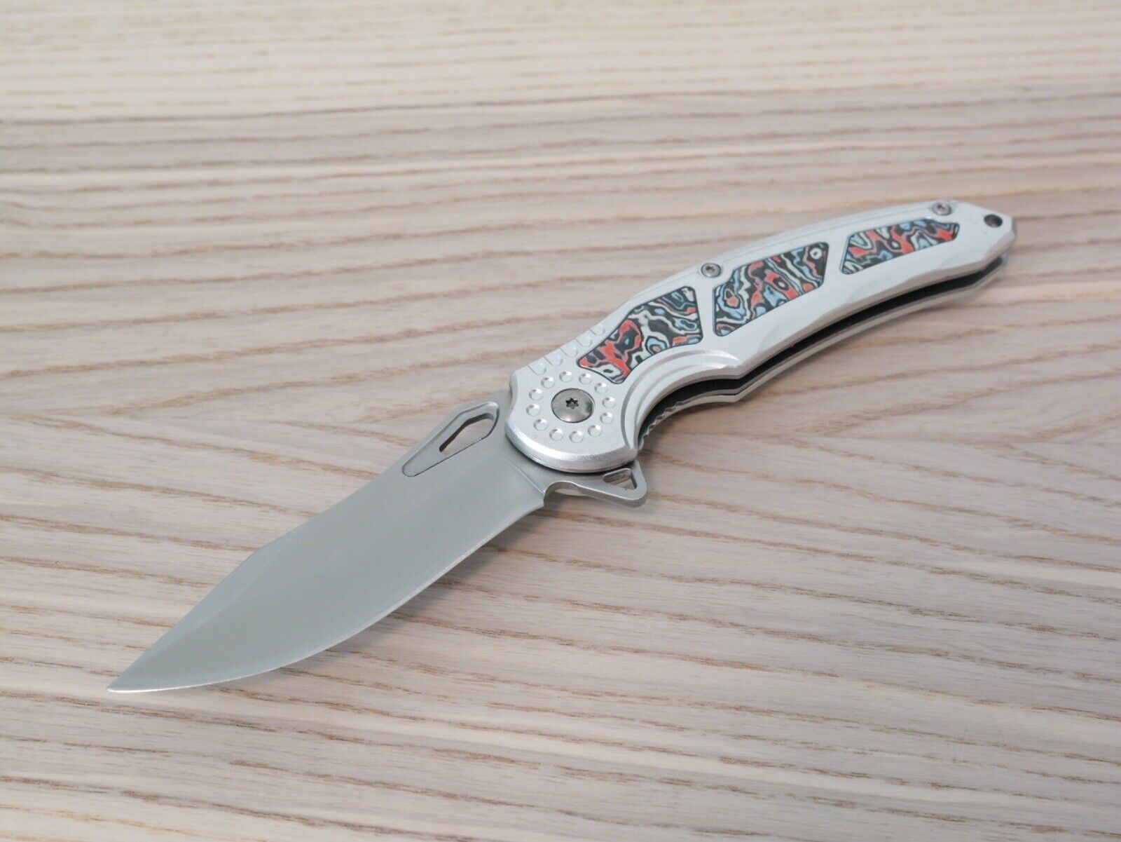8" Full Metal Spring Assist Pocket Knife Pocket Clip Tie-Dye Psychedelic Design