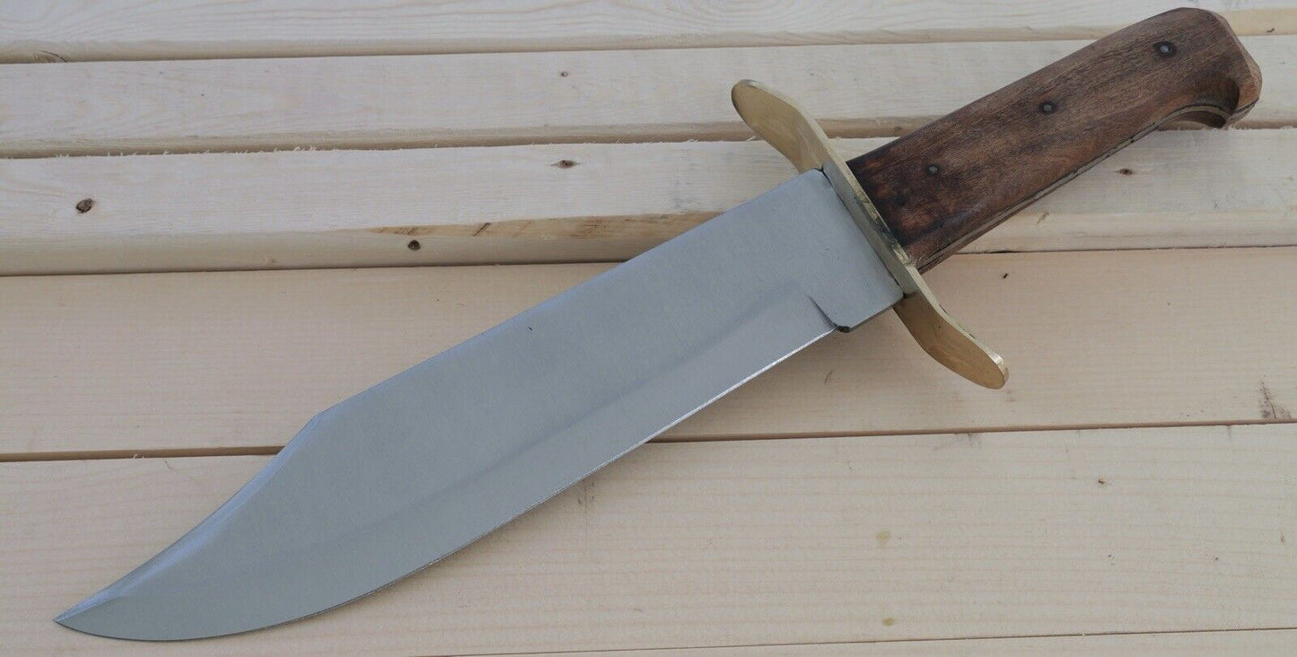 15” Classic Bowie Knife Wood Handle Carbon Steel XL Leather Sheath Sharp Big 