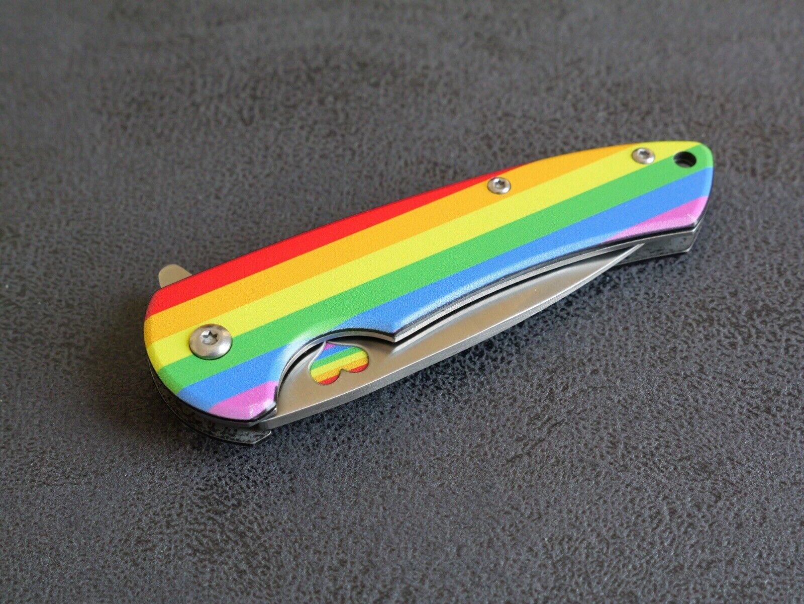 LGBTQ+ Pride Pocket Knife Folding Belt Clip Rainbow Colors 440 Stainless Mini