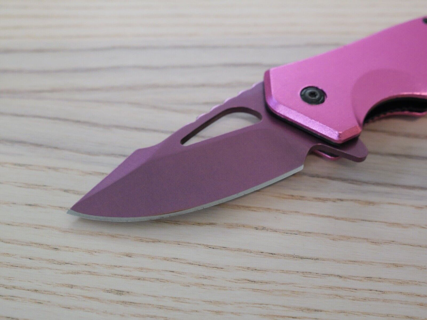 Hot Pink Pocket Knife Spring Assisted Black Ladies Self Defense Girly Medium EDC