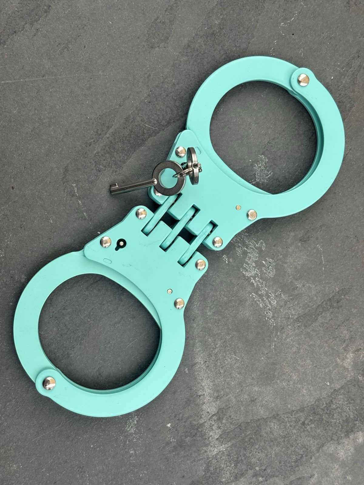 Blue Hand Cuffs Stealth Police Heavy Duty Hinge Handcuffs Nylon Sheath