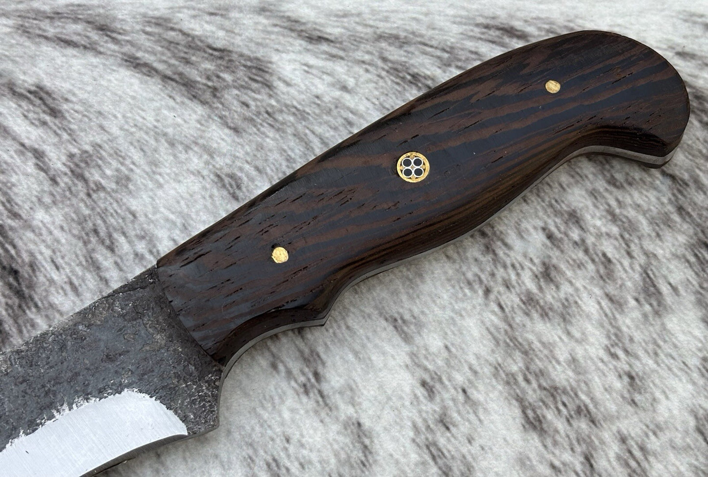9” Fixed Blade Knife Hand Forged Carbon Steel Black Full Tang Leather Sheath Edc