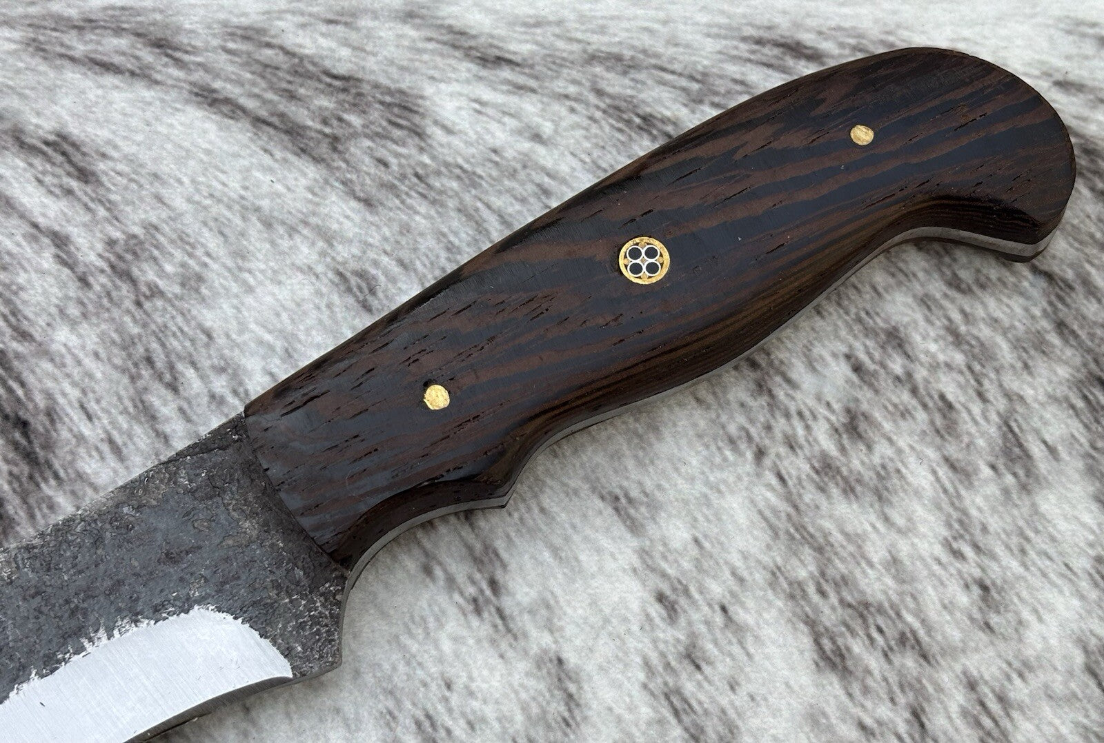 9” Fixed Blade Knife Hand Forged Carbon Steel Black Full Tang Leather Sheath Edc