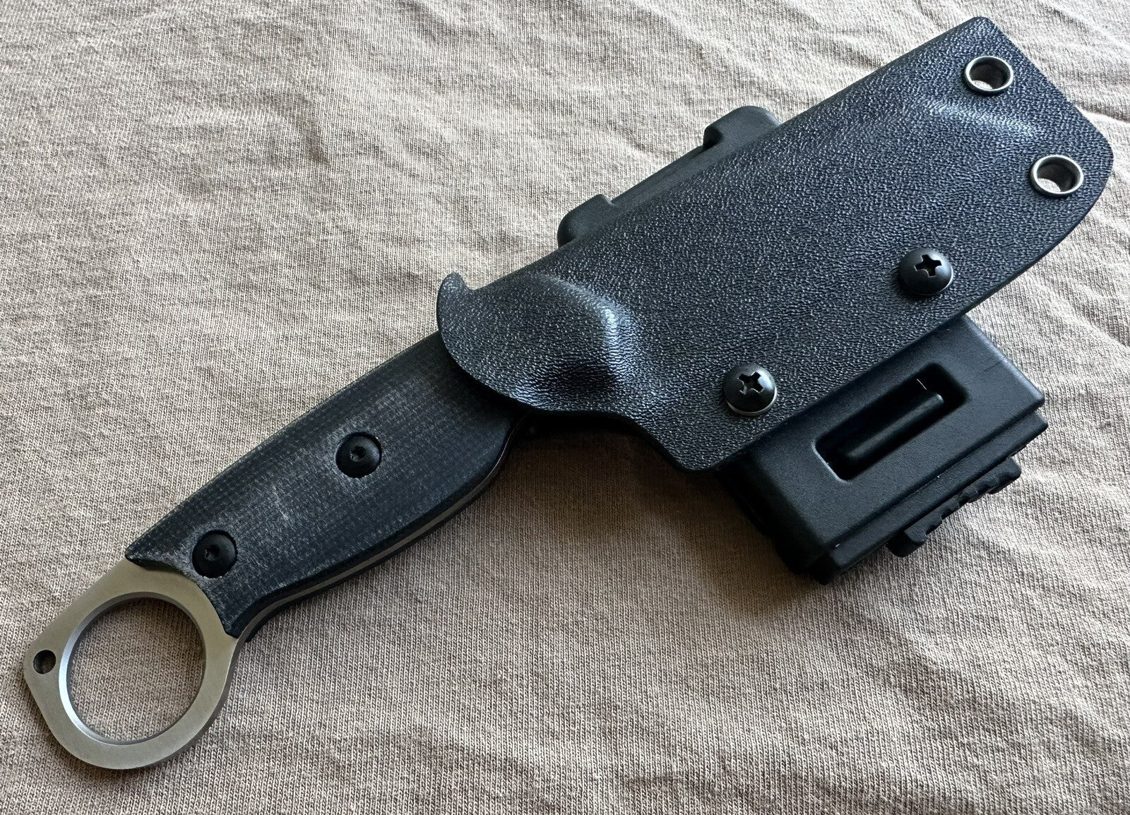 Fixed Blade Knife D2 Steel Horizontal Carry Sheath Warncliffe Blade discount