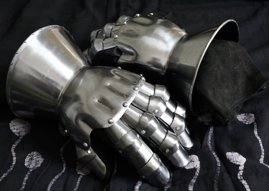 Medieval Gauntlets Hand Forged 5lbs Hourglass Style Leather Steel 16 Gauge Steel