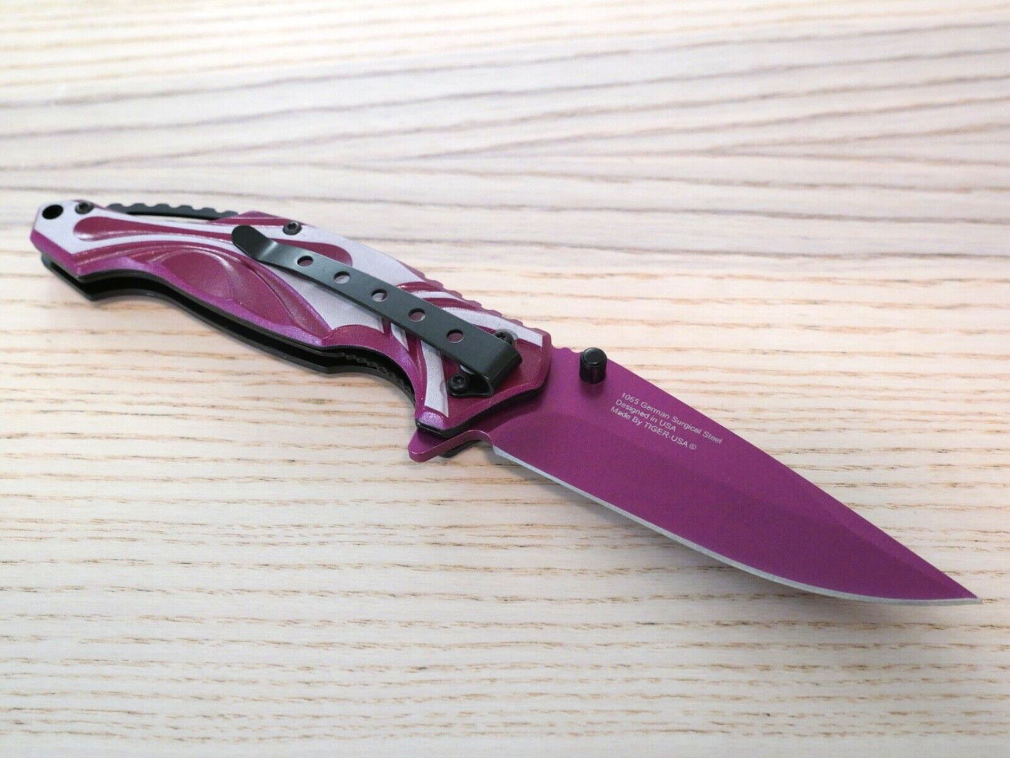 PINK Pocket Knife Spring Assist Full Size Girls Womens Self Defense Novelty Cute