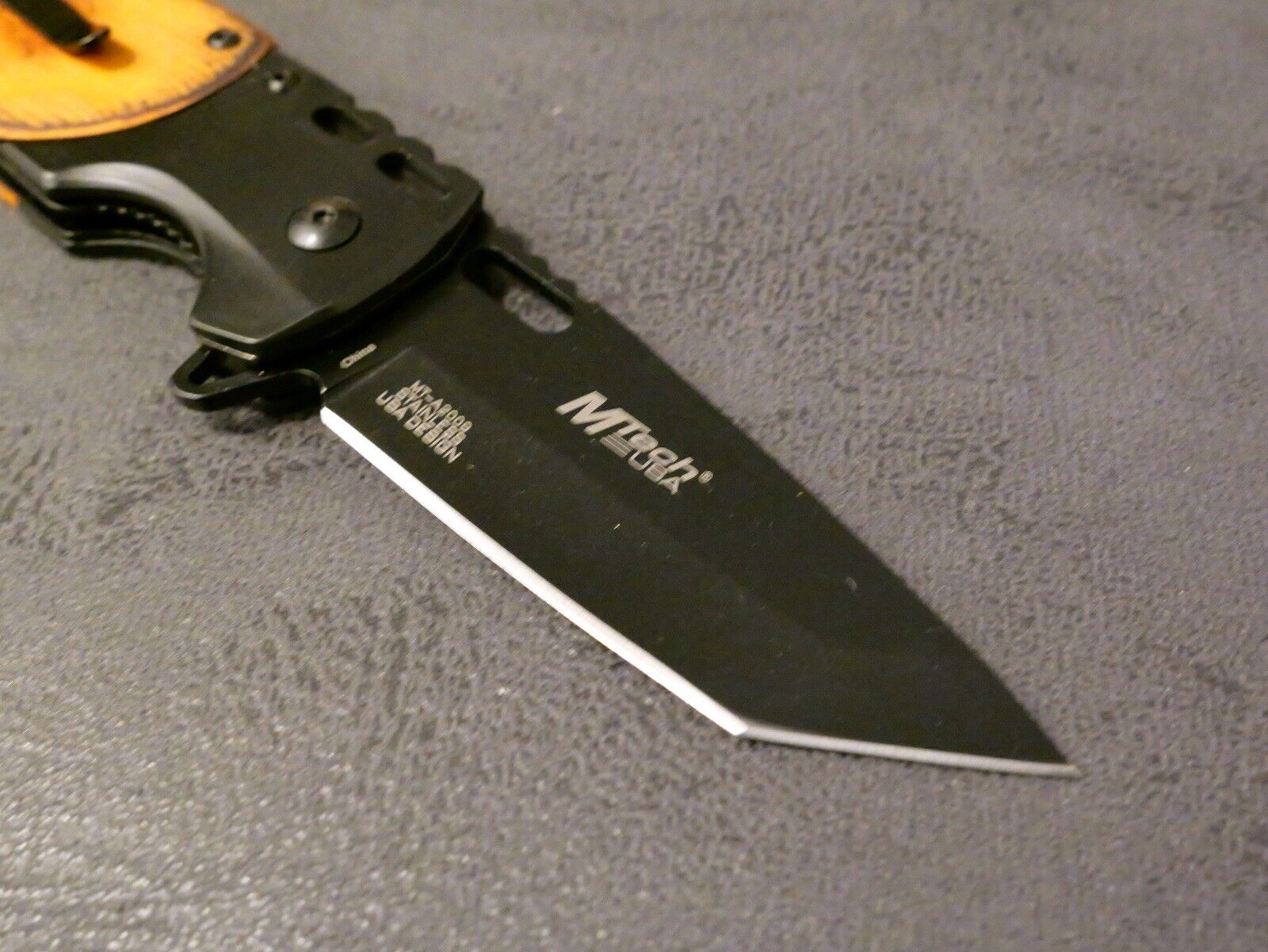 Full Size Pocket Knife Modern Design Spring Assist Tanto Wood Black Pocket Clip