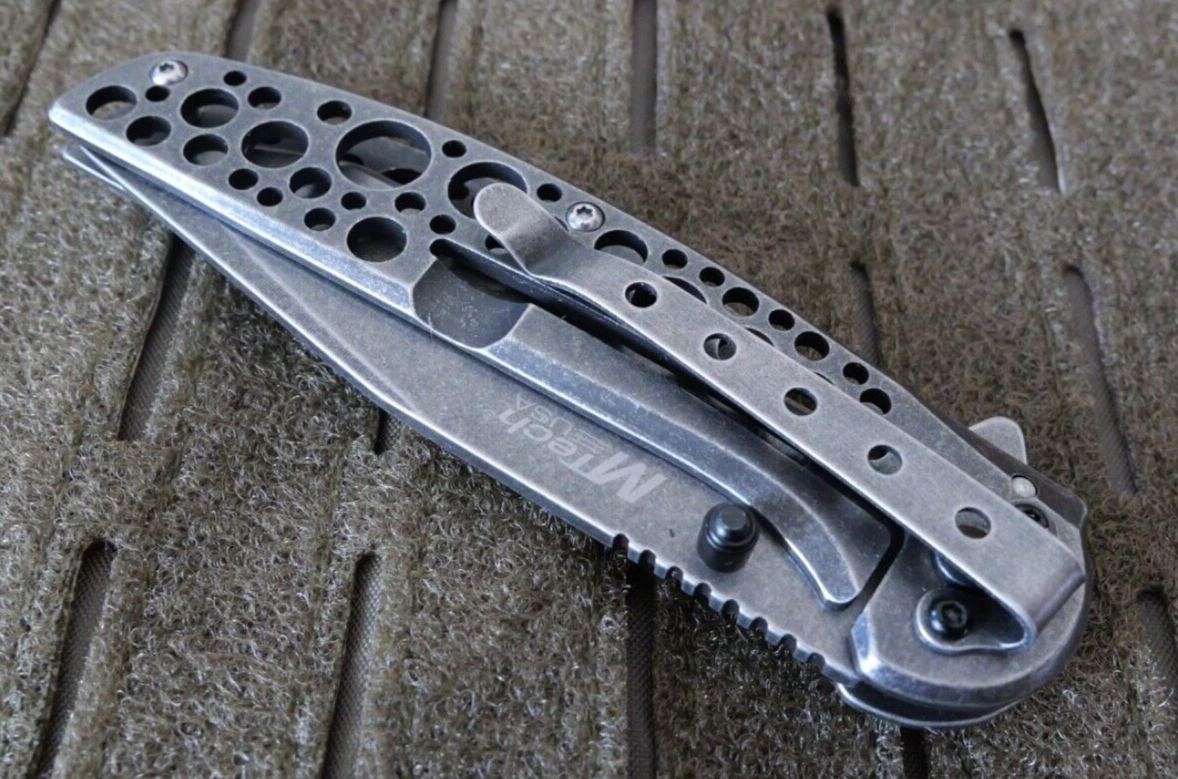 Modern Pocket Knife All Metal Manual Open Full Size 8” Overall Tanto Dark Gray