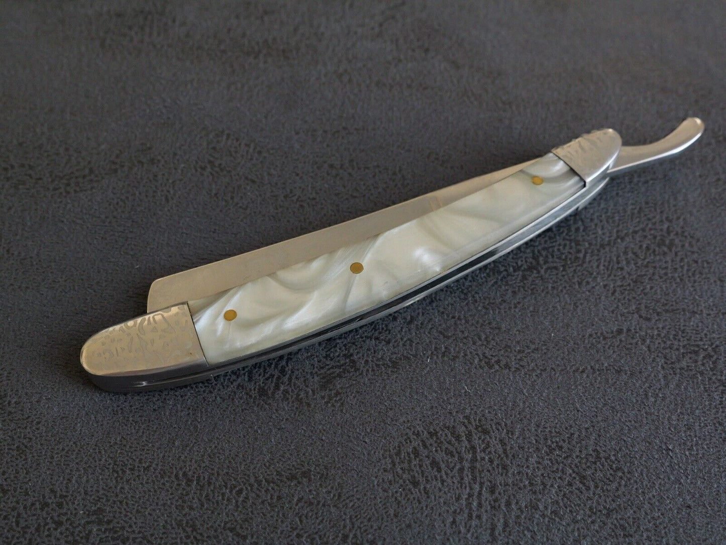 OG Vintage Shaving Straight Razor Chrome Mirror Finish Pearl Handle Sharp Barber