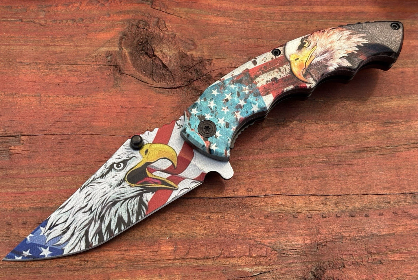 USA Eagle America Flag Pocket Knife Fierce Spring Assist Patriot Redneck Country