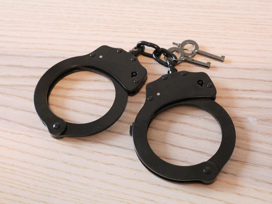 Black Hand Cuffs Stealth Law Enforcement Security Heavy Duty Cuffs Keys Lock