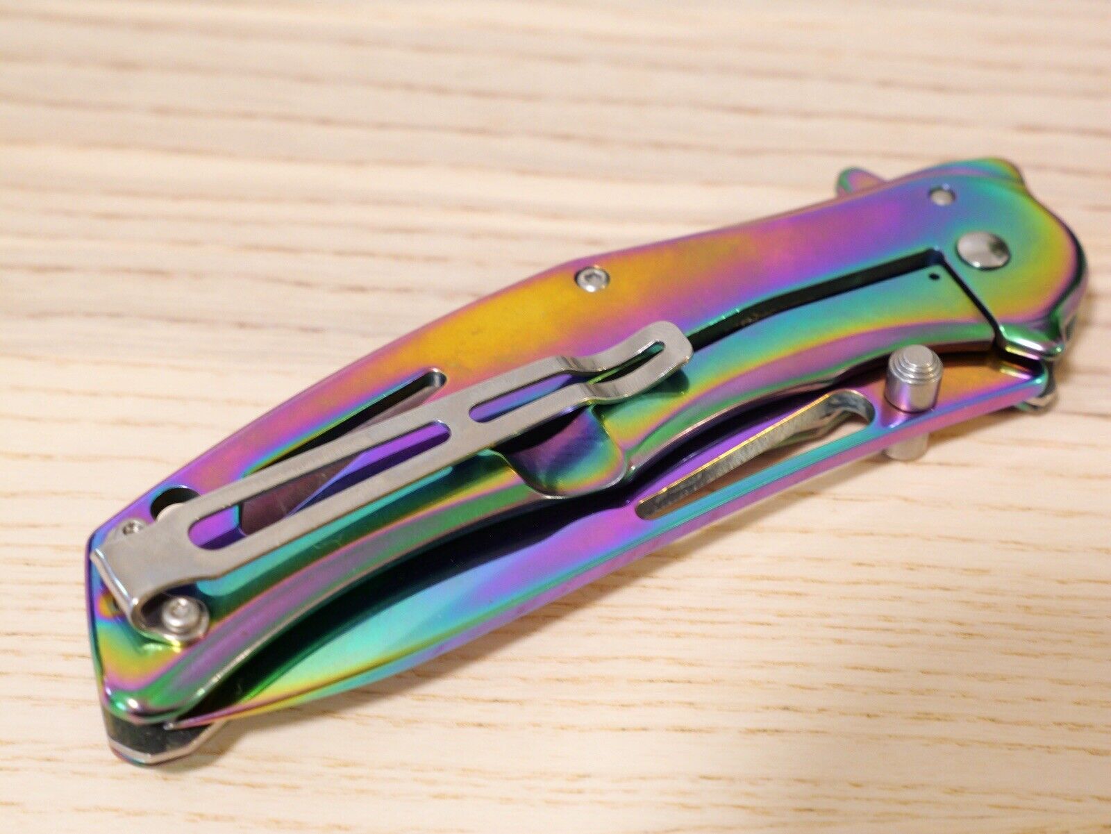 Full Size Rainbow Dragon Spring Assist Pocket Knife All Metal Sharp Clip 9” Edc