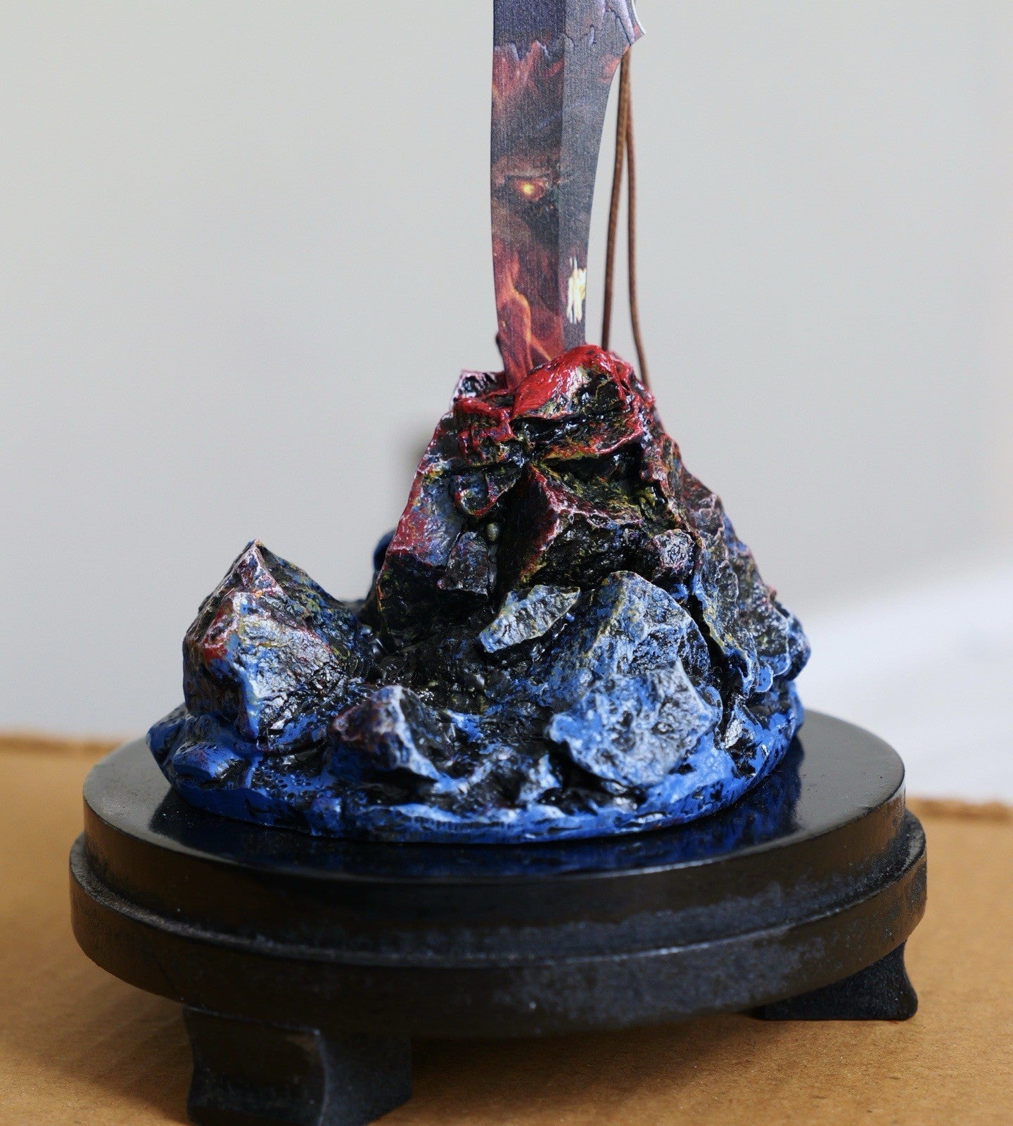 9” Fantasy Dragon Knife Display Stand Hand Painted 6” Blade Skull Trinket
