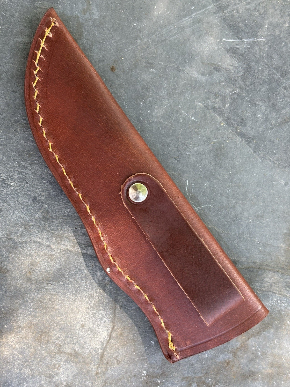 7” Chrome/Blue Fixed Blade Knife Full Tang Leather Sheath Sharp Small