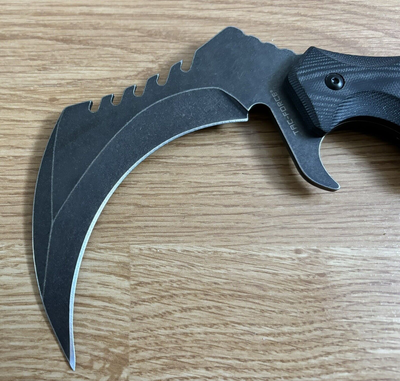 Heavy Duty Black Karambit Tac Force Full Tang Micarta Handle Sharp With Sheath