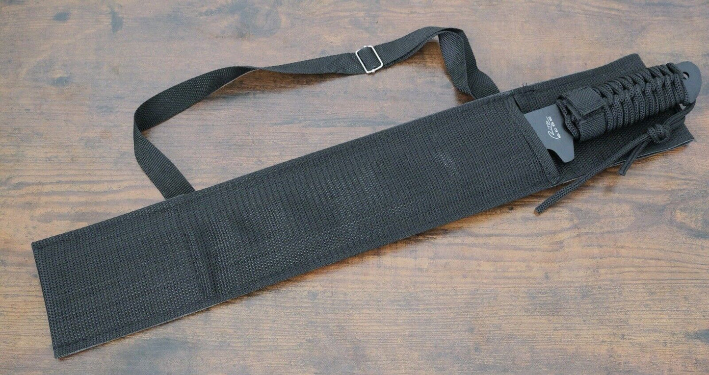 21” Machete Black Tactical Stealth Ops Nylon Sheath Back Strap Belt Loop Sharp