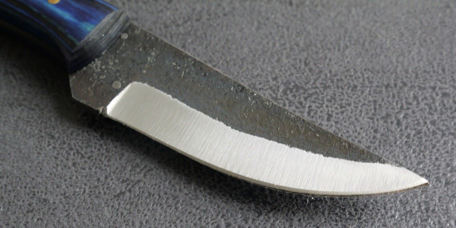7” Mini Fixed Blade Knife Blue Hand Forged Full Tang Carbon Steel Leather Sheath