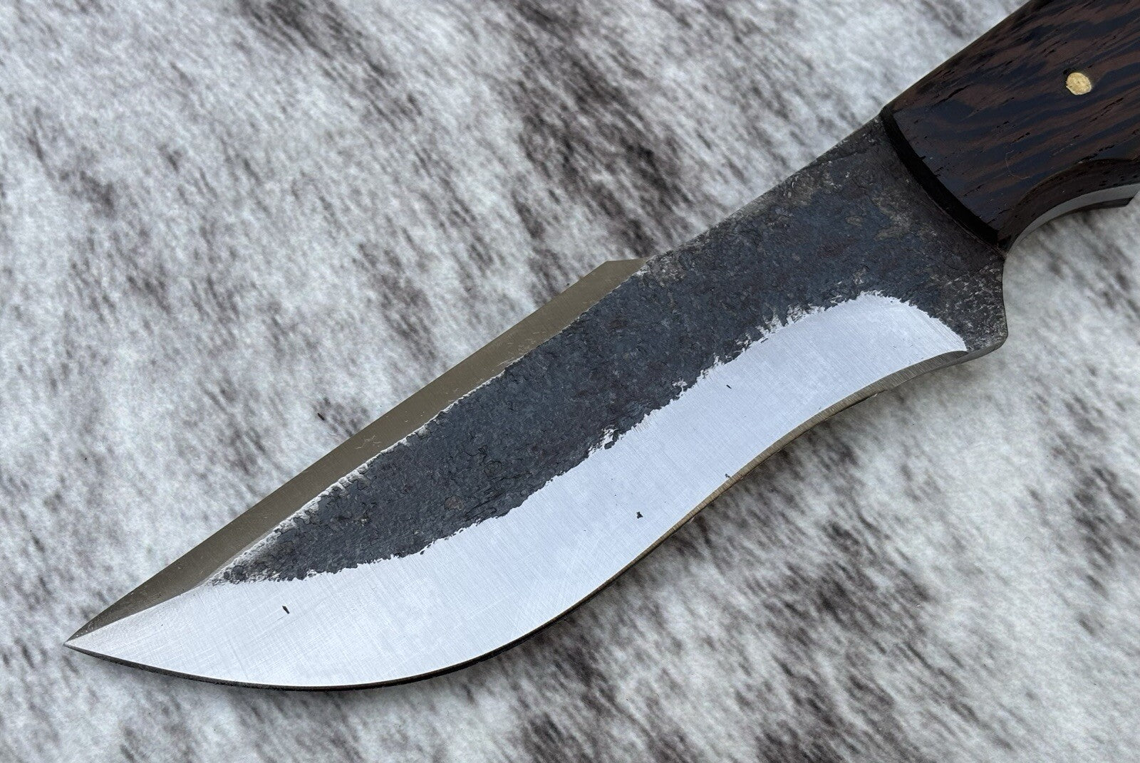 9” Fixed Blade Knife Hand Forged Carbon Steel Black Full Tang Leather Sheath Edc