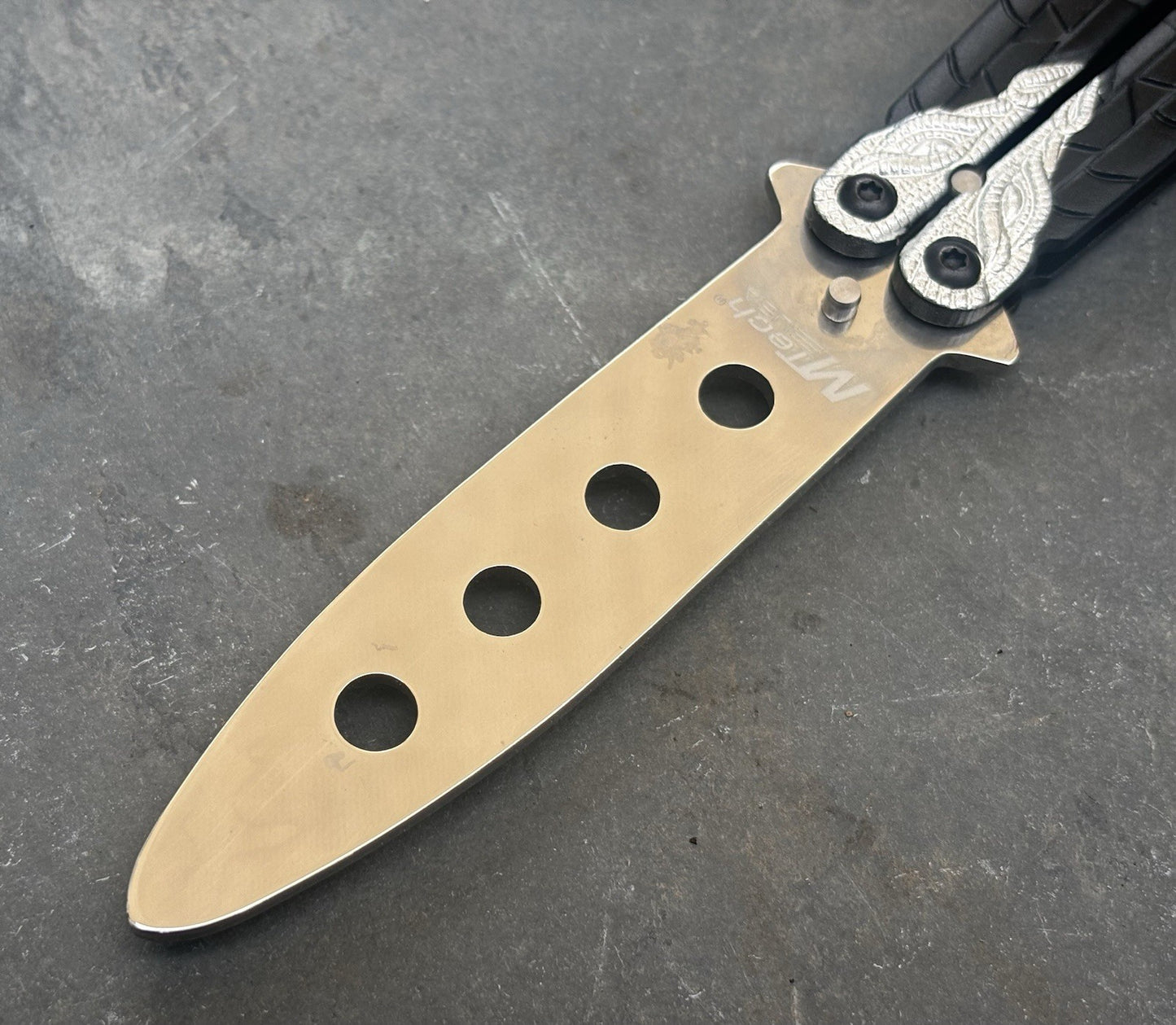 5.5" TRAINING BUTTERFLY Balisong Practice Chrome Black Flip Trick Toy Blunt