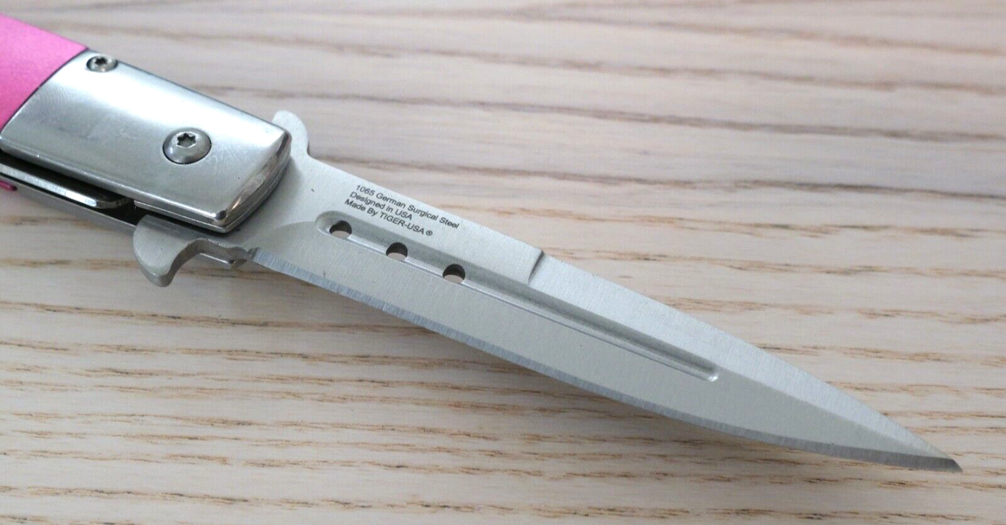 Pocket Knife Vintage Italian Design Ladies Girly Handle Pink Assisted Women Cute