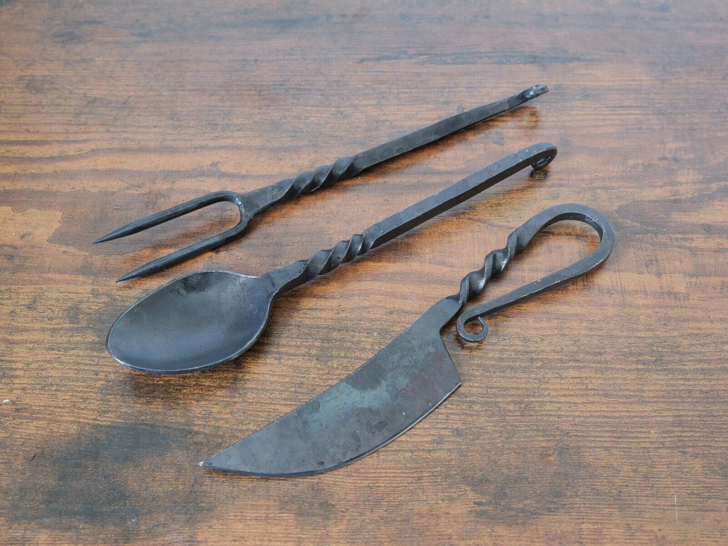 Medieval Cutlery Set Feasting Hand Forged Artisan Historic Spoon Set Feast Fork