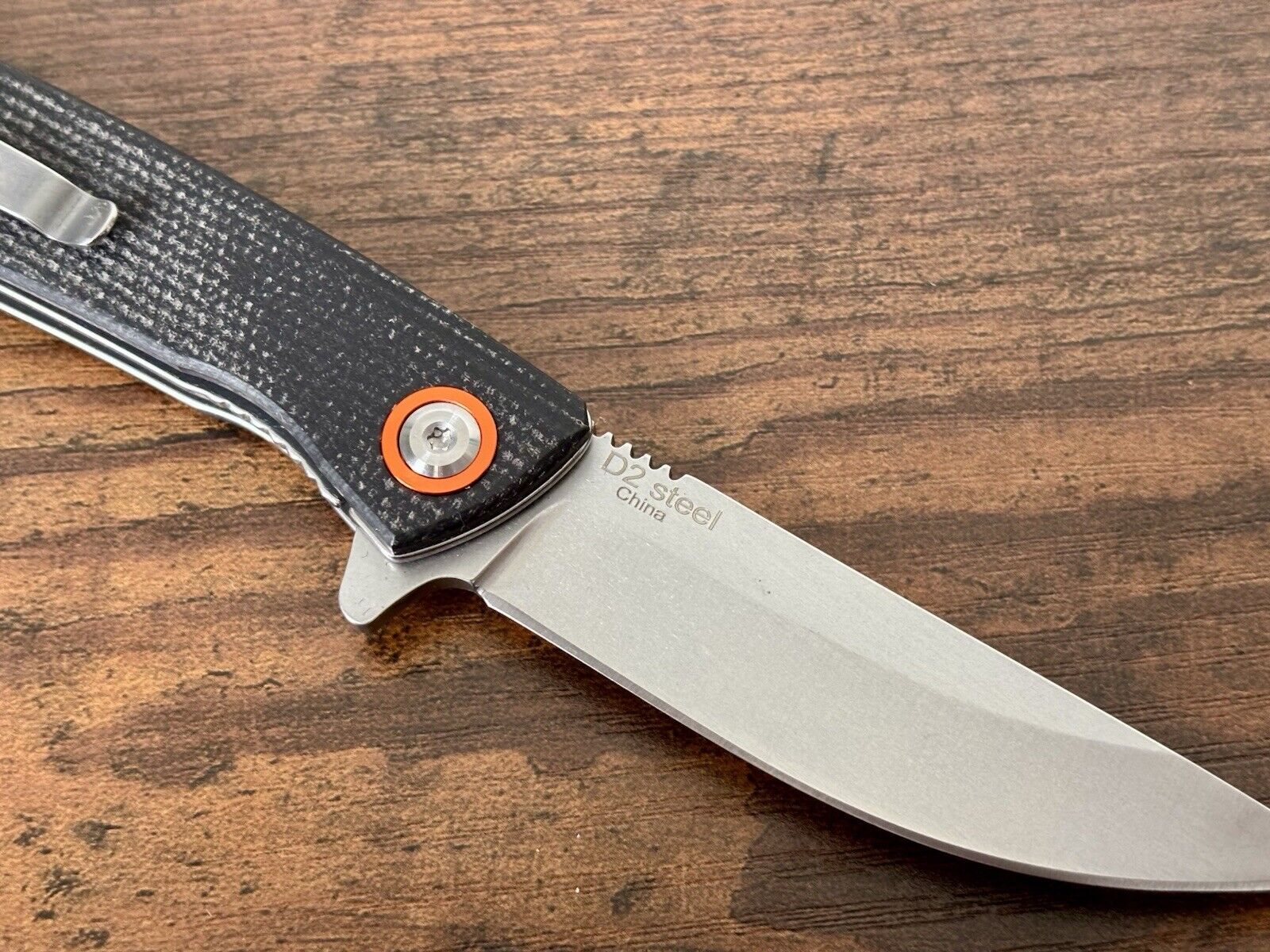 7” Pocket Knife High Quality D2 Steel Ball Bearing Micarta Handle Black Smooth 