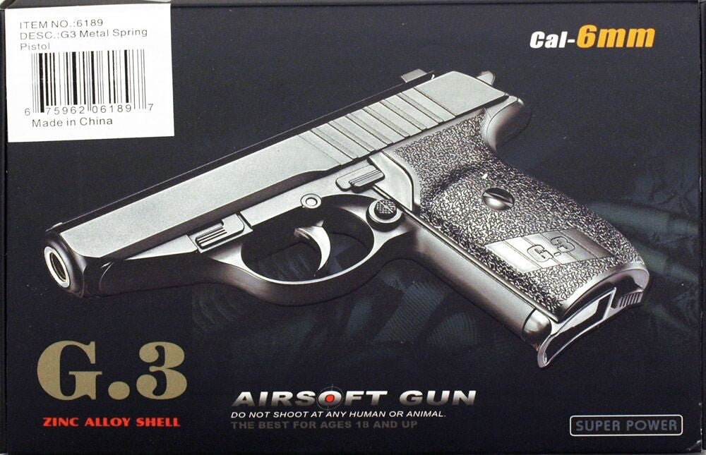 G3 Spring Airsoft Pistol Small Size Mini Full Metal 230Fps 6mm Bbs 6.5" Length