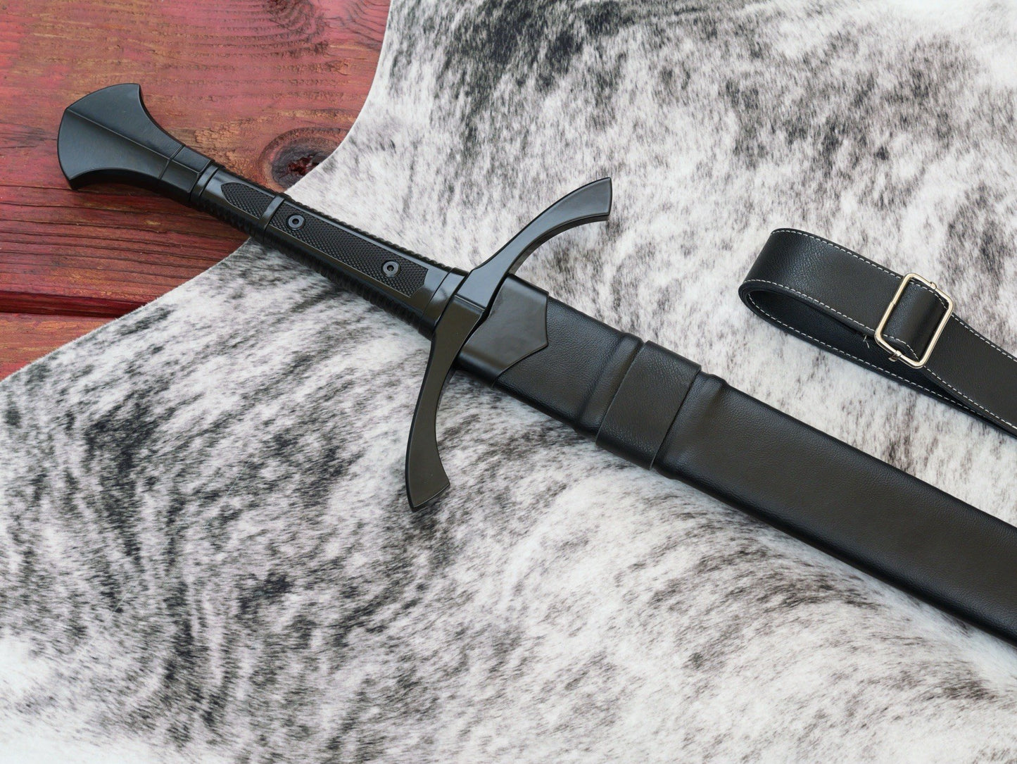 47” Medieval Longsword Dark Knight Black Sharp Battle Ready Double Edge 1065