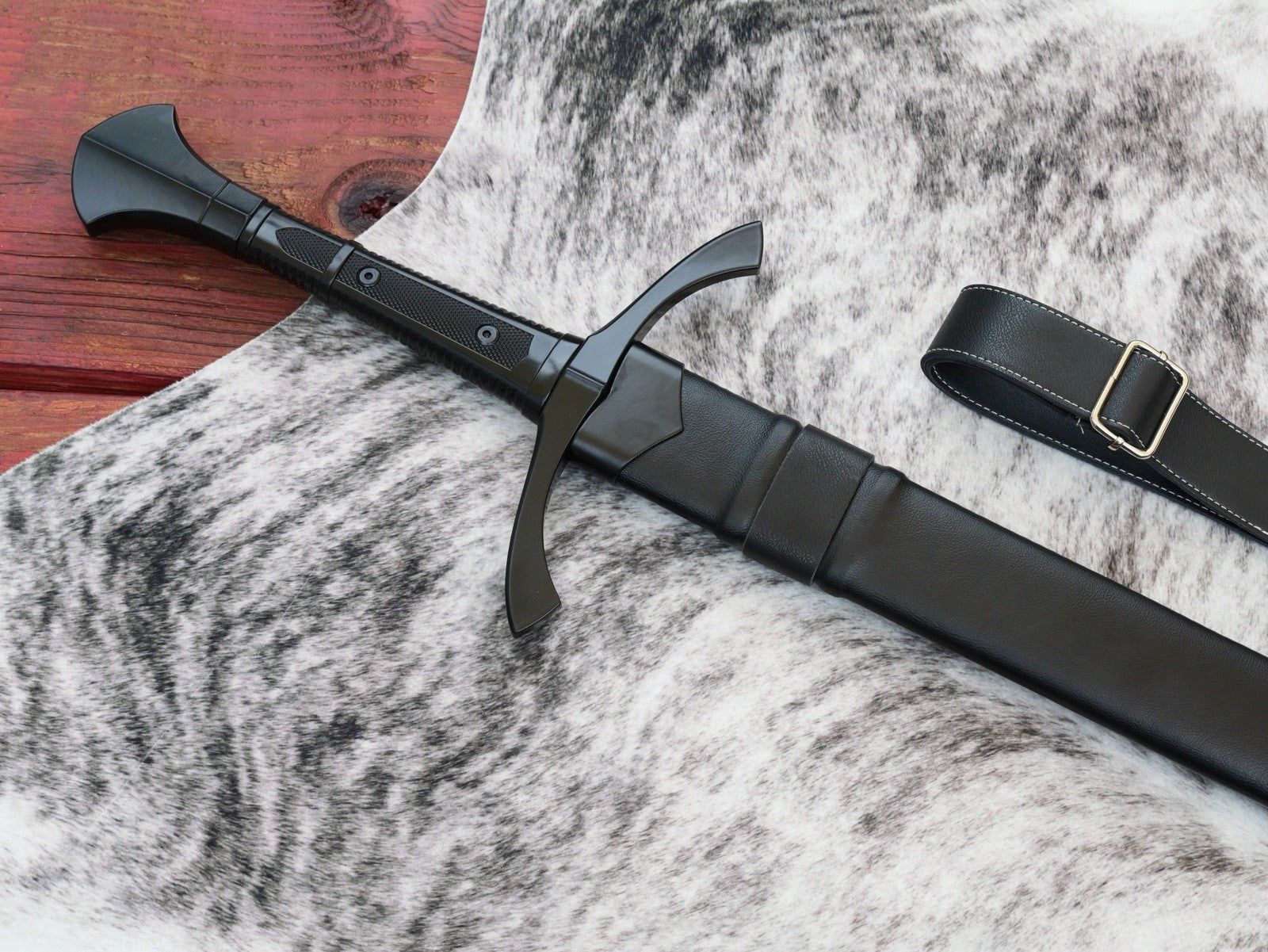 47” Medieval Longsword Dark Knight Black Sharp Battle Ready Double Edge 1065