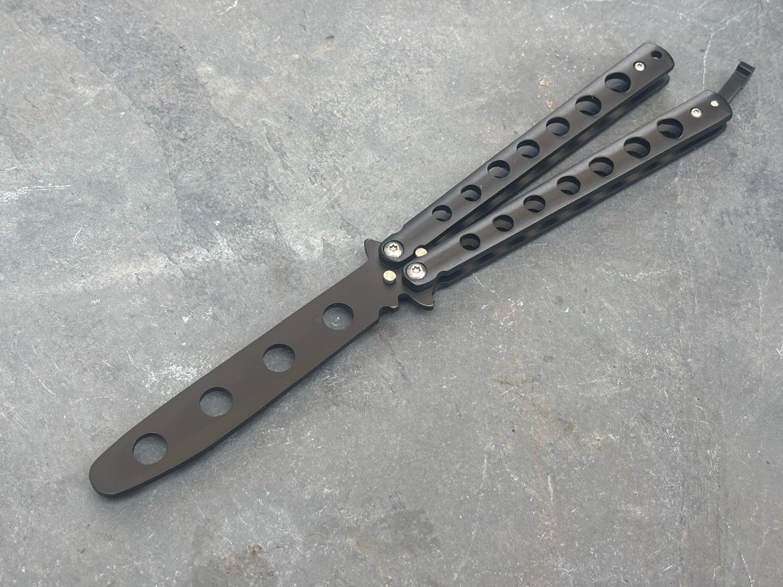 5.5" TRAINING BUTTERFLY Balisong Practice Black Flip Trick Toy Blunt