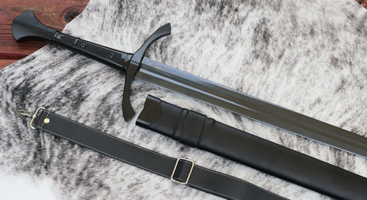 47” Medieval Longsword Dark Knight Black Sharp Battle Ready Double Edge 1065
