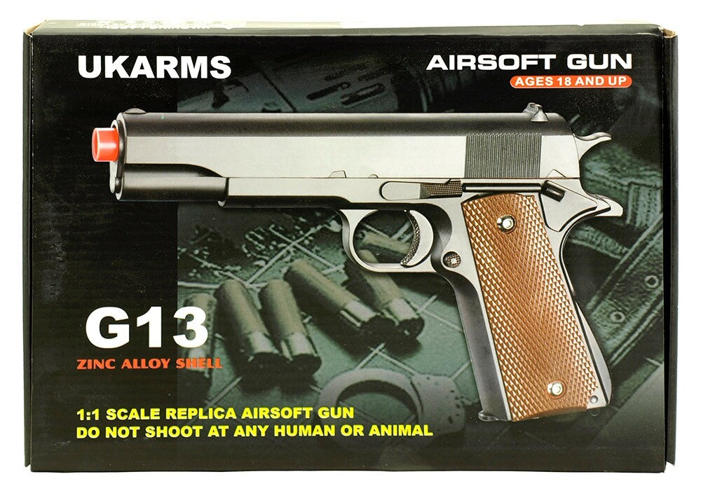 G13G Spring Powered Airsoft Handgun - Golden Ukarms 270 fps Full Metal