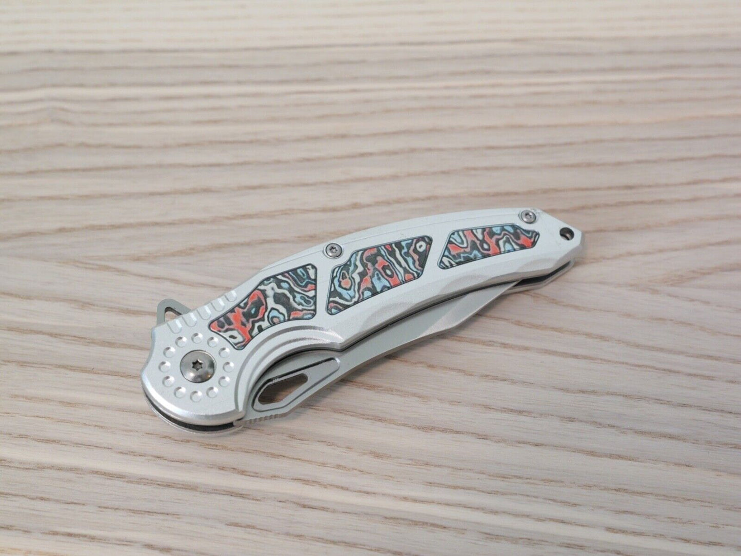 8" Full Metal Spring Assist Pocket Knife Pocket Clip Tie-Dye Psychedelic Design