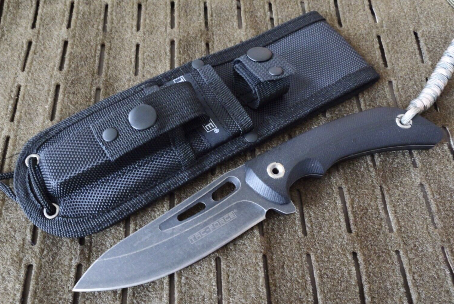 9" Fixed Blade Bushcraft Tactical Knife Full Tang 7Cr17 Steel Lanyard Firestick