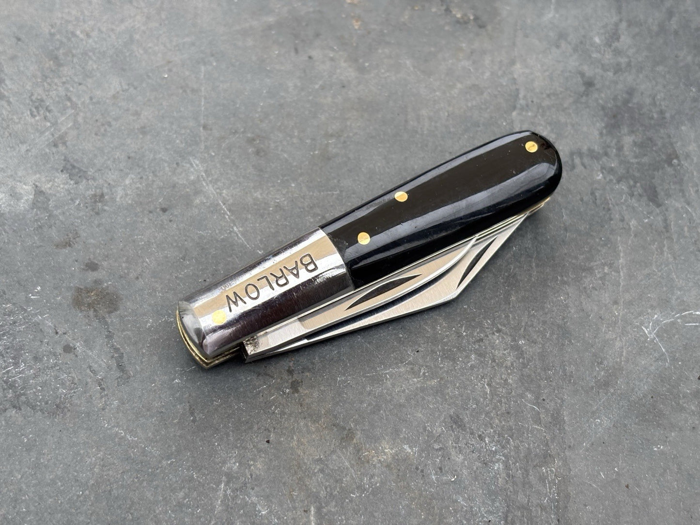 Barlow Vintage Retro Pocket Knife 2 Blades Sharp Stainless Steel Black Handle