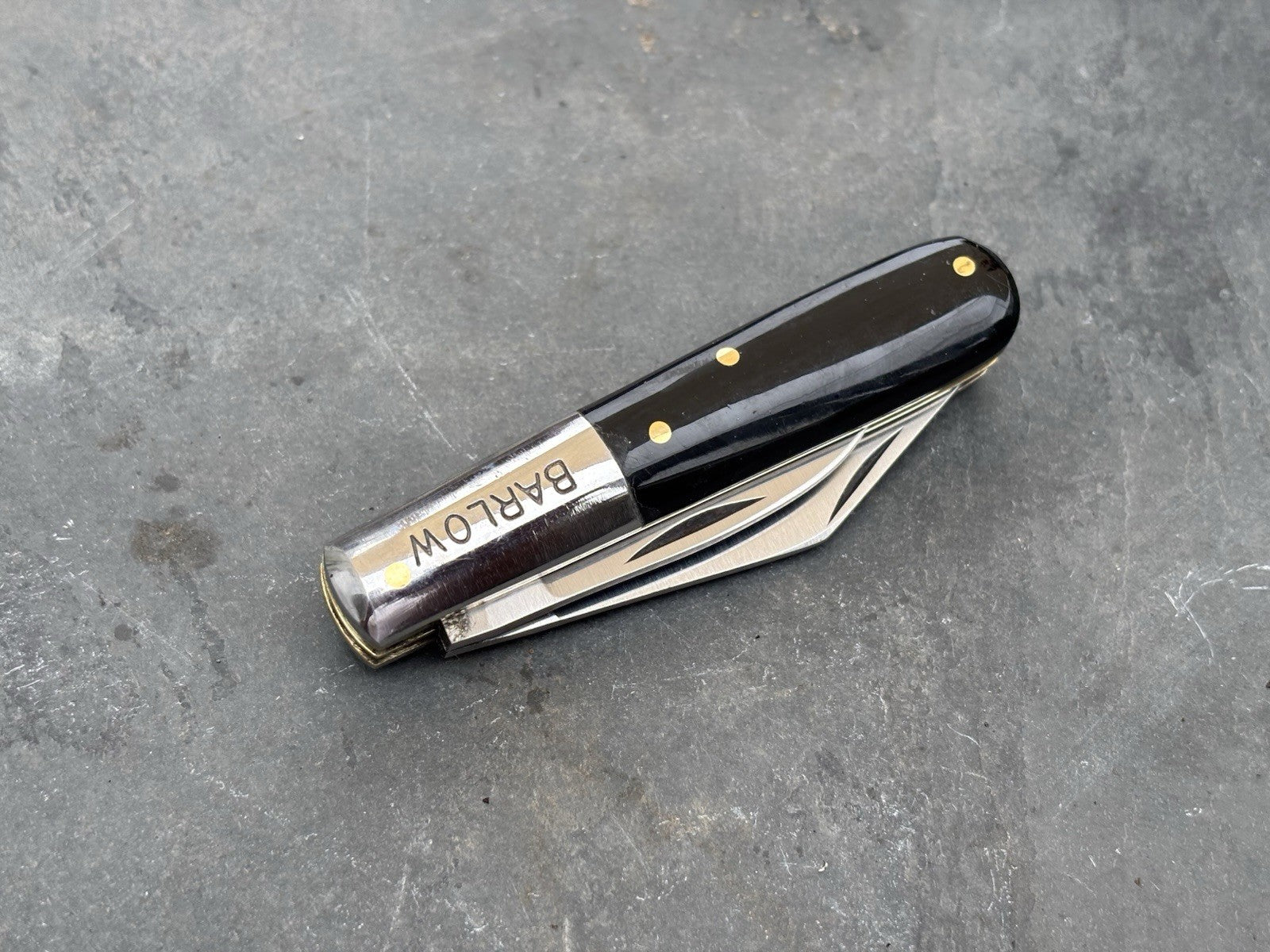 Barlow Vintage Retro Pocket Knife 2 Blades Sharp Stainless Steel Black Handle