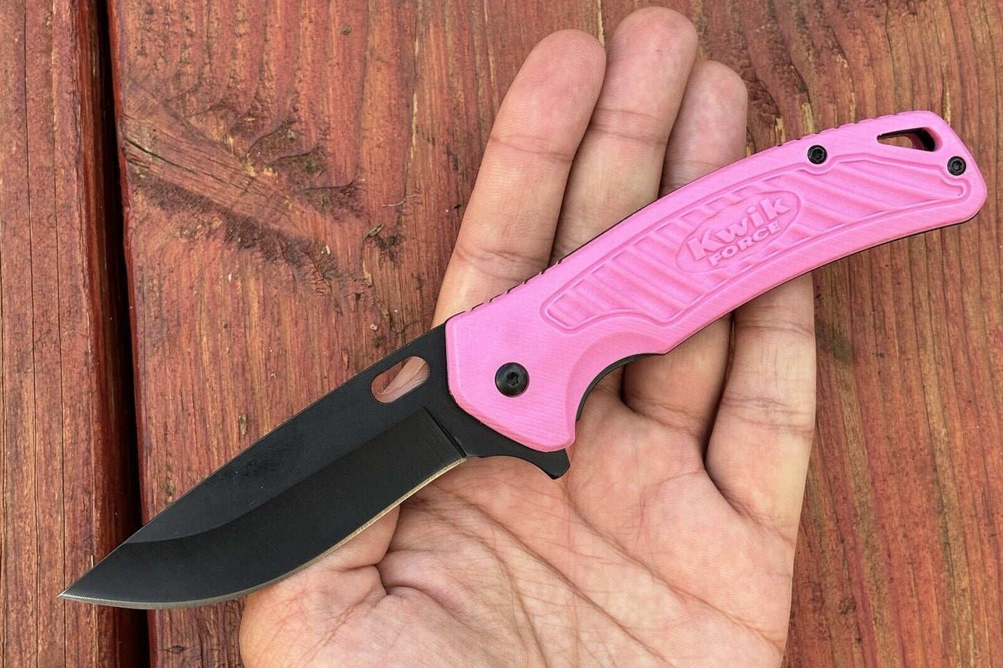 Hot Pink Pocket Knife Girly Pretty Woman’s Self Defense Full Size Belt Clip Cute