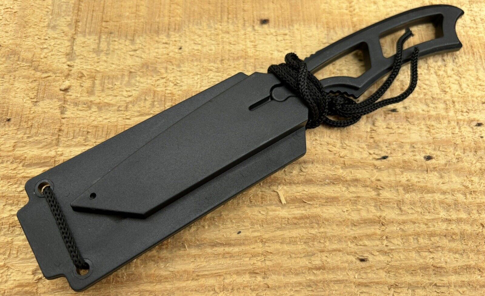 Neck Knife Full Tang Tanto Black Stealth 7.5” Overall Nylon Sheath EDC 