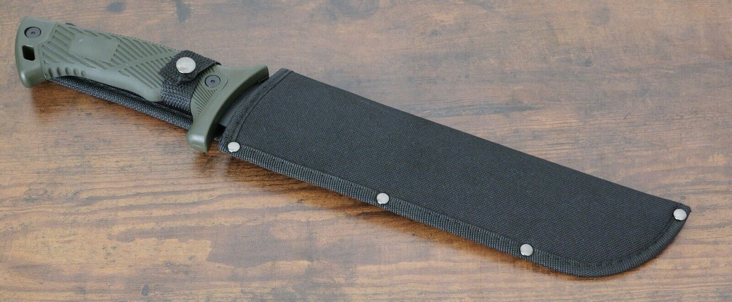 16” Mini Machete Black Saw back Full Tang Heavy Duty Tactical 5mm Thick Sharp