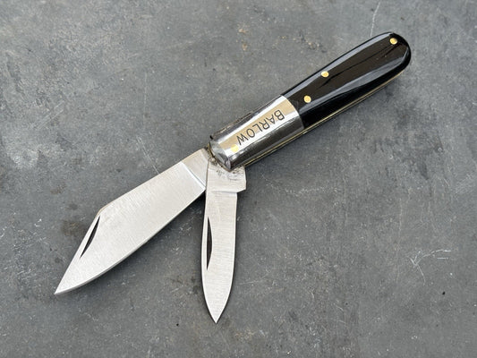 Barlow Vintage Retro Pocket Knife 2 Blades Sharp Stainless Steel Black Handle