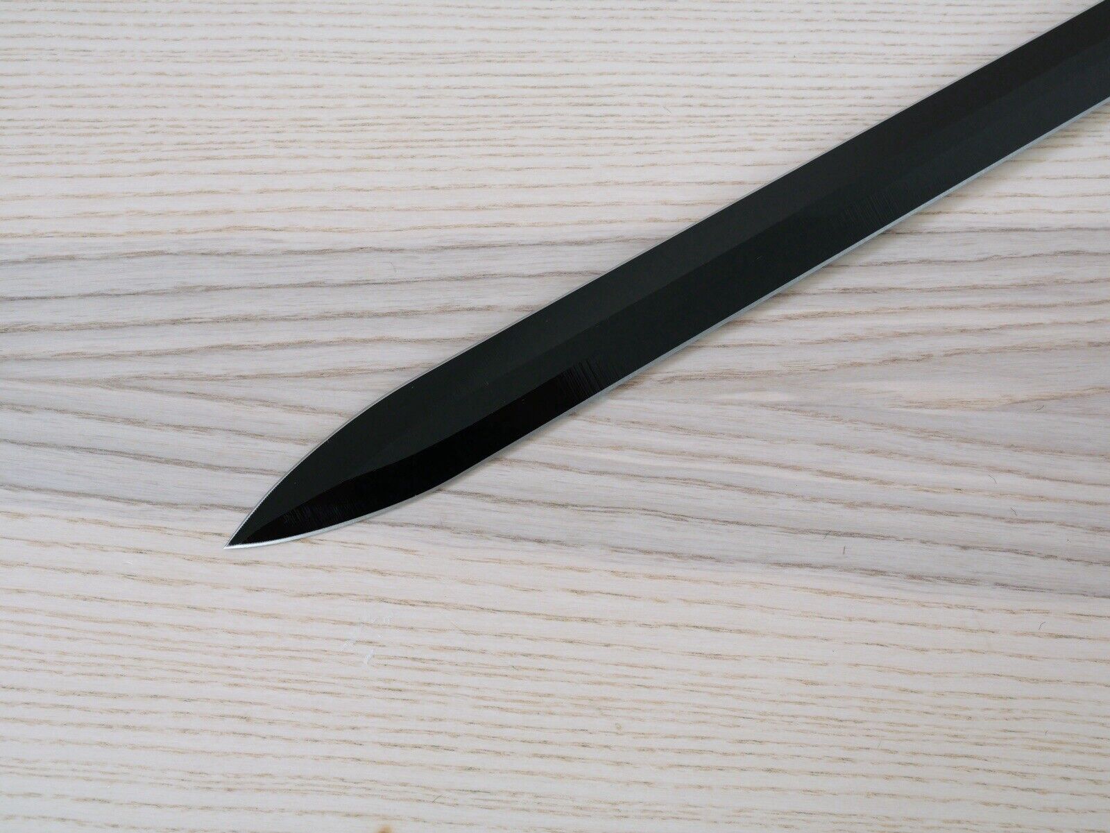 28” Combat Sword Spear  Full Tang Black USMC Style Serrated Sharp Double Edge