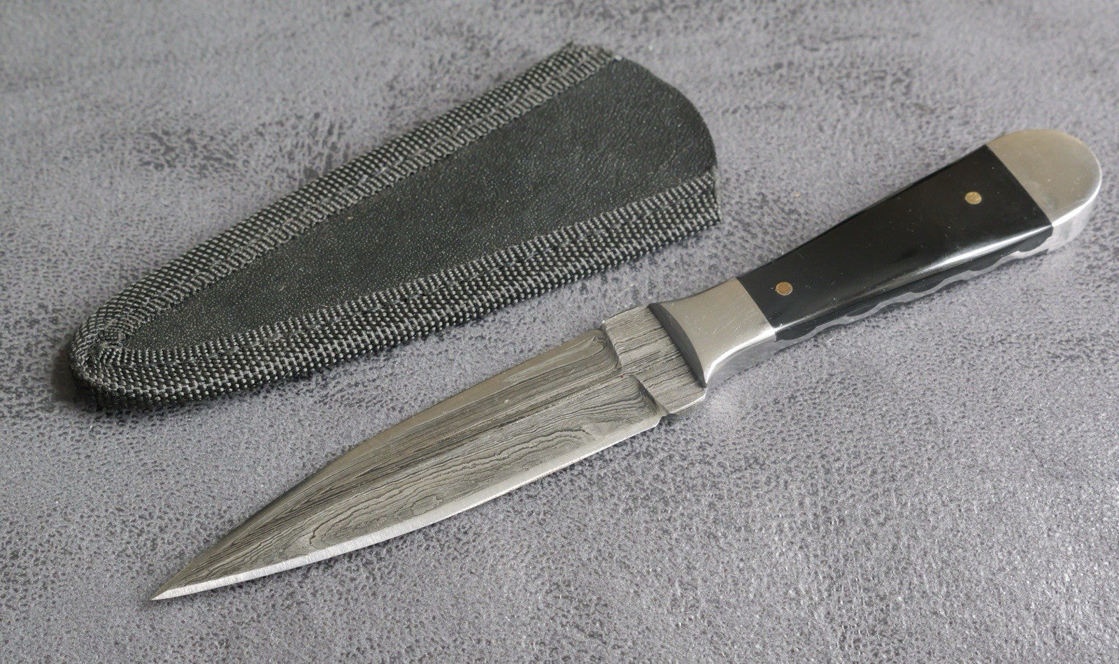 Conceal Carry Boot Knife Stealth Black Double Edge Slim Spear Point Damascus